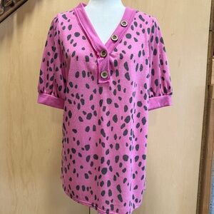 Fuchsia Dalmation Print Top